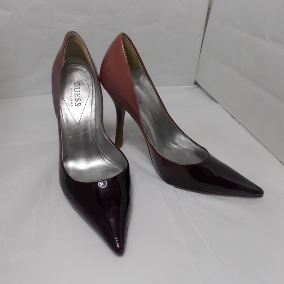 Guess rose to burgundy ombré with wood heels, in excellent condition size 7 - Picture 3 of 3